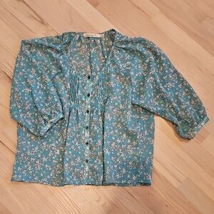 Liberty Sheer Bohemian Blue Floral Women's Top